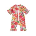 thumbnail image 1 of EYIIYE Infant Baby Girls Rash Guard Swimsuit 3M 6M 12M 18M Newborn One-piece Swimwear Rompers Half Sleeve Jumpsuit Floral Print Bodysuit Ruffles Zipper Bathing Suit Cute Fashion Sweet Beachwear, 1 of 8