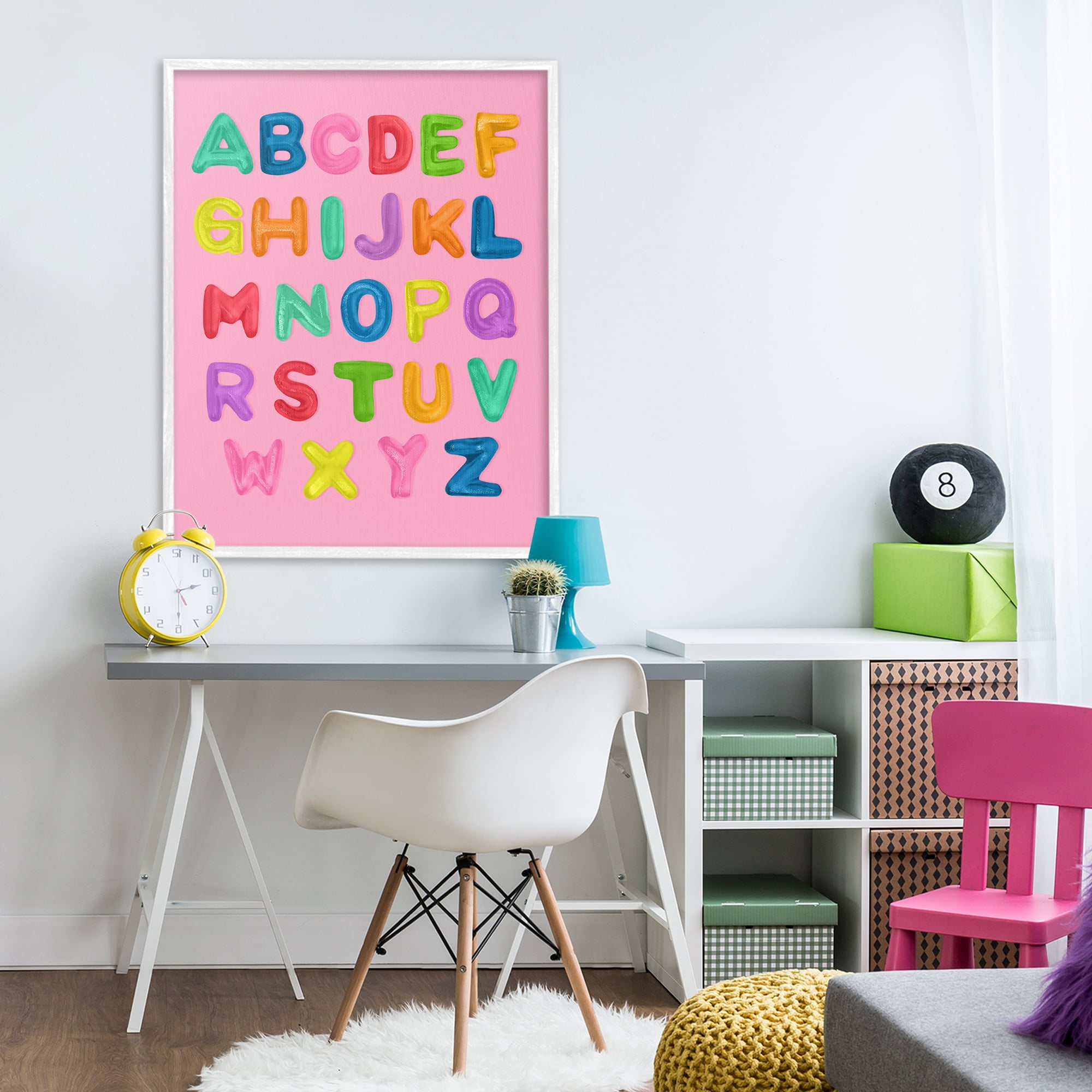 Stupell Industries Gummy Alphabet over Pink White Framed Giclee Art, design by LISH Creative