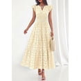 thumbnail image 3 of PRETTYGARDEN Womens Boho Maxi Dresses Summer Floral Lace Eyelet V Neck Spring Wedding Guest Dress Beach Vacation Clothes, 3 of 8