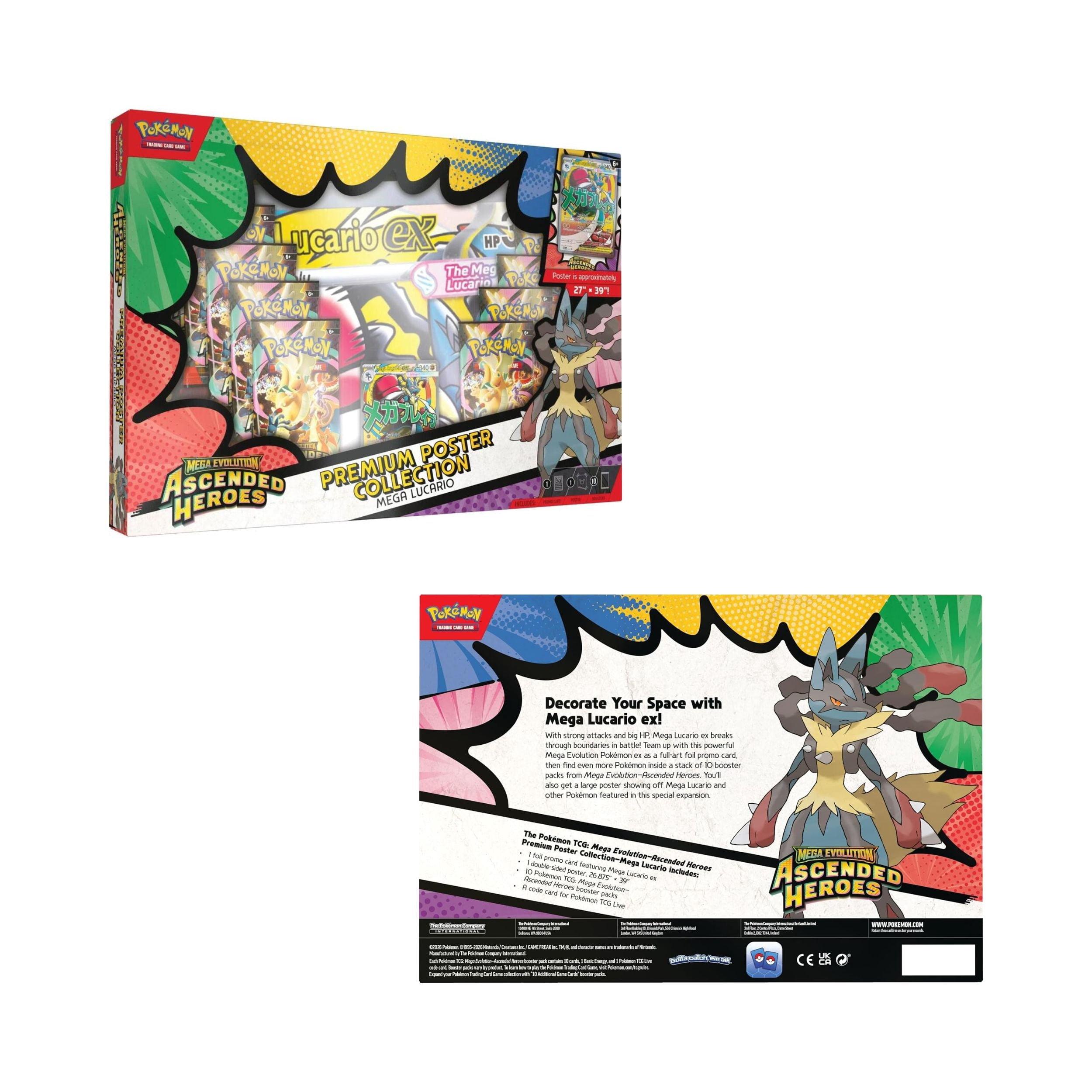 Pokemon TCG Mega Evolutions Ascended Heroes Premium Poster Collection  Mega Lucario EX