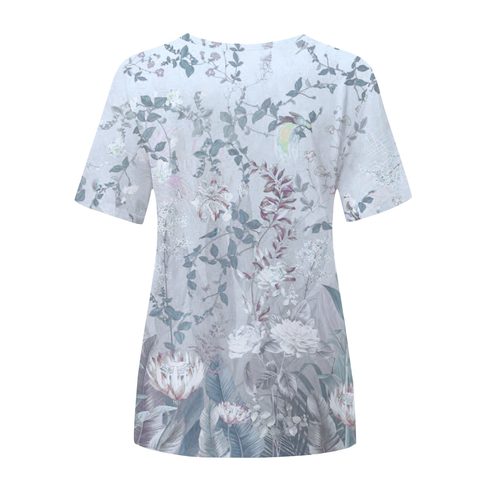 Size Sleeve Polyester,Spandex Printed S Short Casual Blouses JDEFEG Spandex Long Plus 4X Shirt Tee Floral Shirts Sleeve Neck Shirts T Crew Top Summer Womens Casual White