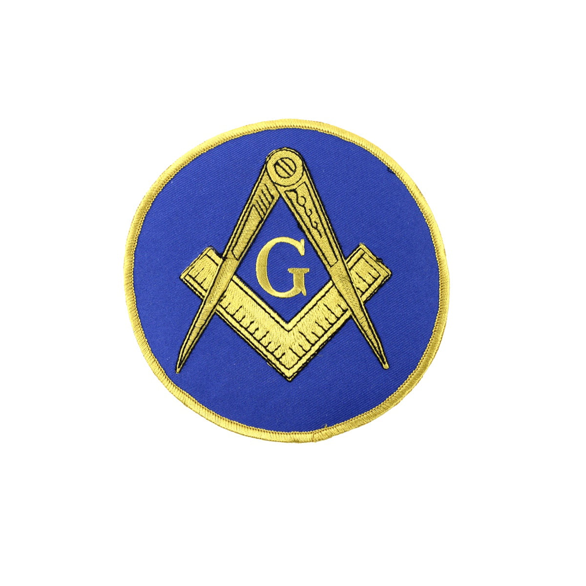 Masonic Embroidered Patch Freemason Iron on Blue and Yellow Square & Compass 