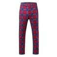 thumbnail image 3 of SNOWSONG Men's Pants, Mens Plaid Pencil Pants Zipper Elastic Waist Pants Trousers, Mens Casual Pants, Chino Pants Slim Fit, Slacks for Men 1PC Pants Red L, 3 of 7