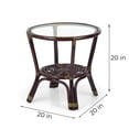 thumbnail image 4 of Leo Round Coffee Table w/ Glass Top Natural Rattan Wicker ECO Handmade, Dark Brown, 4 of 7