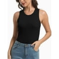 thumbnail image 7 of 3-pack Black Women Tank Tops Summer Sleeveless Basic Cami Top Shirt Slim Racerback Blouses, 7 of 7