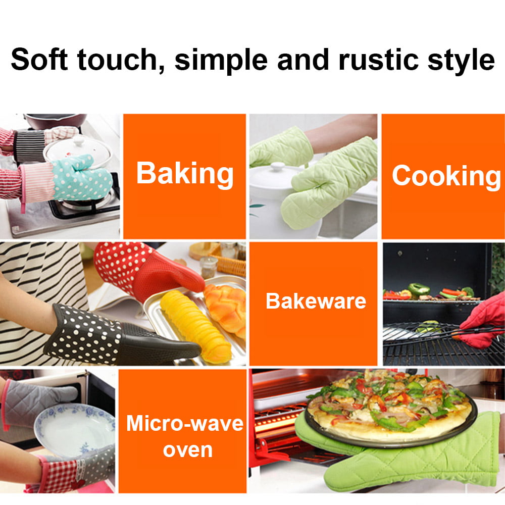Extra Long 18*28cm Oven Mitts, Heat Resistant Silicone Pot Holders with  Quilted Liner, Soft Flexible Oven Gloves 1 Pair, Kitchen Cooking Baking  Mitts
