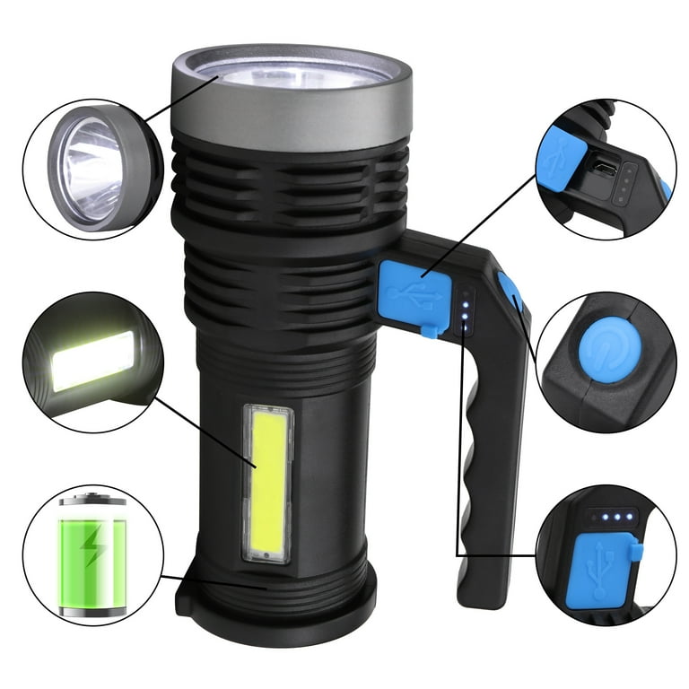 anlook super bright rechargeable led searchlight tactical flashlight at walmart ALING Super Bright Flashlight Bright Rechargeable Searchlight Handheld LED  Flashlight Tactical Flashlight,Handle Spotlight High Lumens-With COB