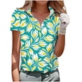 thumbnail image 2 of Aimik Women's Printed Half Zip Collar Golf Top Summer Patterned Short Sleeve Sport Tee Lightweight Comfort Blouse, 2 of 5