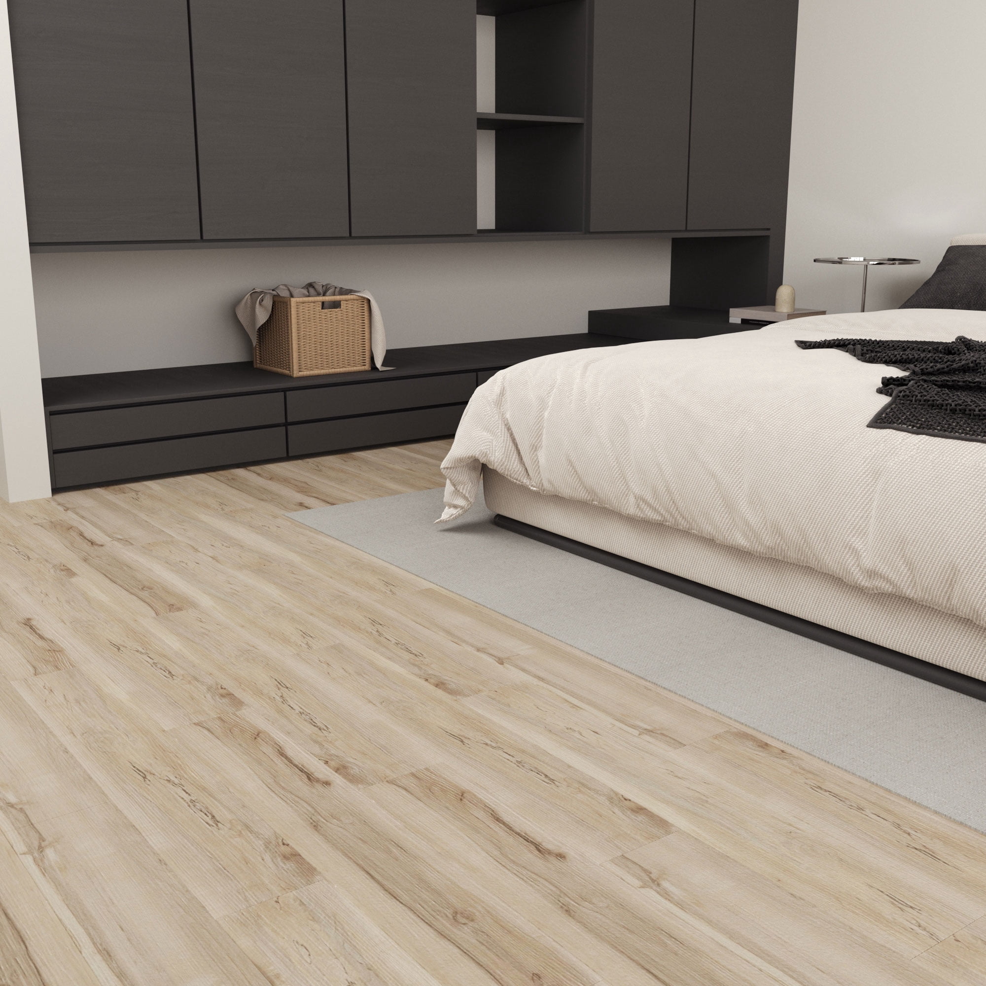 Peel and Stick Floor Tile Waterproof Vinyl Flooring 36-Pack 54 Sq.Ft, Beige DIY Self Adhesive Wood Plank for Bedroom, Kitchen, Living Room