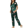 thumbnail image 4 of INSPIRE CHIC Women's Pajama Sets Button Down Shirt with Long Pants 2 Pcs Nightwear Sleepwear XL Green, 4 of 5