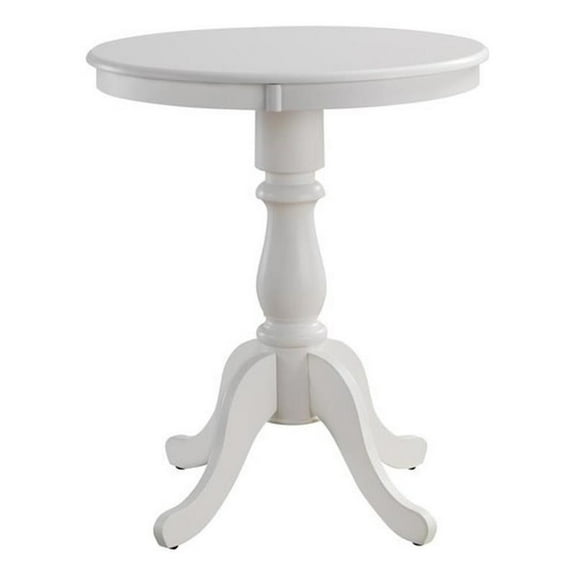 Pemberly Row Traditional Wood 30" Round Pedestal Bar Table in White