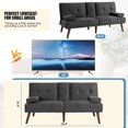 thumbnail image 4 of 60" Small Loveseat, 3 in 1 Cute Convertible Sofa Bed, Modern Futon Recliner Sleeper w/2 Cup Holder, Upholstered Folding Couch My Lux Decor Round, 4 of 11