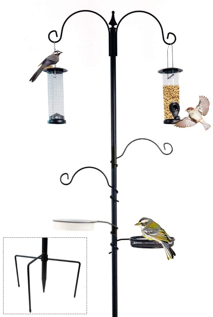 OWLCRAFT Bird Feeder Pole for Outdoors Outside Bird Feeder Station