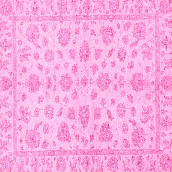 Ahgly Company Indoor Square Oriental Pink Traditional Area Rugs, 6' Square