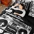thumbnail image 4 of Manfei Hip Hop Music Bedding Comforter Set 7-Piece for Teens, Black White King Bedding Sets, Modern Video Reversible Bed Sheets, Microfiber Bedroom Decor, 4 of 7
