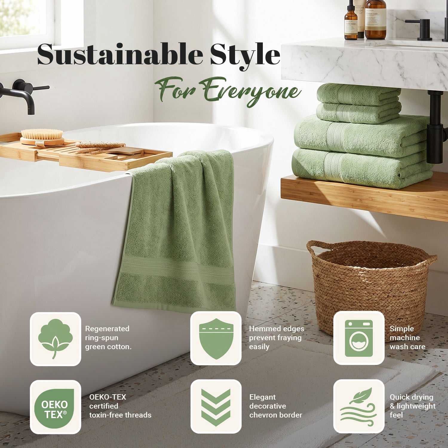 Superior Eco-Friendly Cotton 12-Piece, White, Washcloth Set