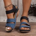 thumbnail image 2 of Bmisegm Ladies Retro Colour Blocking Thick Bottom Large Size Slope Heel Sandals Womens Sandals Summer Blue 8, 2 of 8