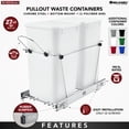 thumbnail image 2 of Rev-A-Shelf Double Pull Out Trash Can 27 Qt for Kitchen, Silver, RV-15KD-17C S, 2 of 9
