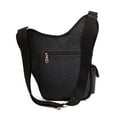thumbnail image 5 of Bolso bandolera de hombro de lona vintage para hombre KAUKKO patchwork de cuero SG255-Black, 5 of 5