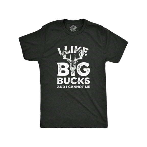 Funny Hunting T-Shirt for Men I Like Big Bucks Graphic Deer Tee Black Cotton Short Sleeve