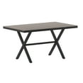 thumbnail image 2 of BizChair Commercial Grade X-Frame Outdoor Dining Table 59" x 35.5" with Faux Teak Poly Slats and Metal Frame, Gray/Gray, 2 of 12