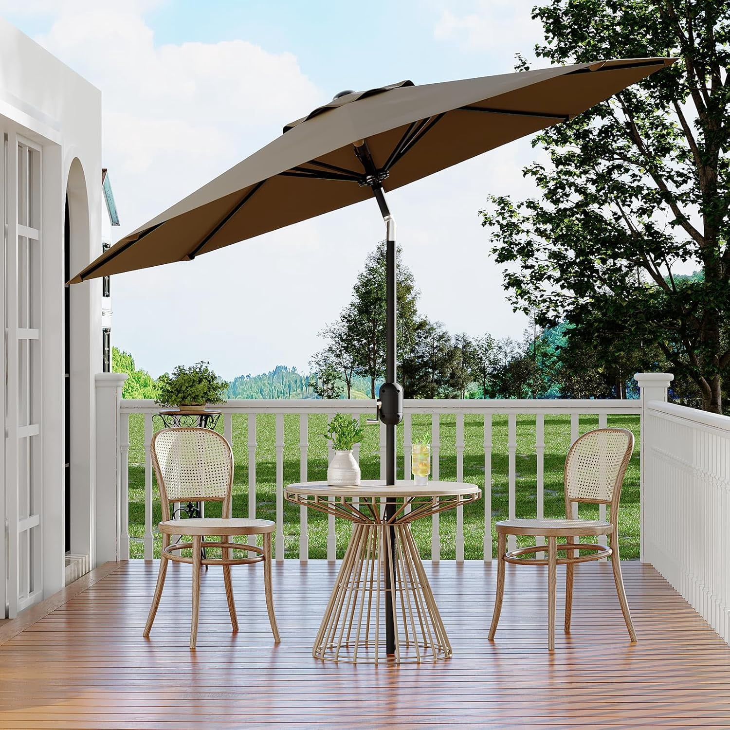 9FT Outdoor Patio Umbrella, Table Market Umbrella, 6 Sturdy Ribs UV Protection Waterproof for Garden, Deck, Backyard, Pool