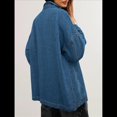 thumbnail image 4 of Chaqueta Vaquera para Mujer, Desgastada, de Larga, de Gran Tamaño, Estilo Camionero. Azul Real M, 4 of 9