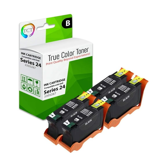 TCT 24BK Black Ink Cartridge 4 Pack - Compatible With Dell 24 24BK Series T109N 330-5287 Black