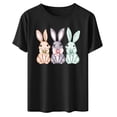 thumbnail image 4 of Tnhcen Women's Easter Bunny Print Graphic Tee Casual Short Sleeve Round Neck Plus Size S-3XL Cotton Spandex Polyester Stretchy Comfortable Spring Holiday Wear, 4 of 6