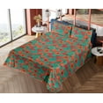 thumbnail image 4 of Ambesonne Poppy Fitted & Flat Sheet with Sham 3 Pcs Set, Retro Meadow Flowers Romance, Twin XL, Teal Burnt Orange and Green, 4 of 5
