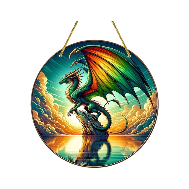 Decoración del hogar, decoración de habitaciones, decoración de paredes, atrapasoles de dragones, vitrales, colgantes de vitrales, regalos de dragones para hombres, atrapasoles de dragones de fuego pa