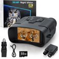 thumbnail image 1 of 4K Infrared Night Vision Binoculars with 3'' Display, 8X Digital Zoom, and 32GB Storage Card for Camping, Hunting, and Security Use, 1 of 8
