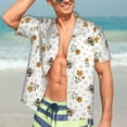 thumbnail image 5 of Lsque Bees And Flowers pattern Hawaiian Shirt for Men, Unisex Summer Beach Casual Short Sleeve Button Down Shirts-3X-Large, 5 of 9