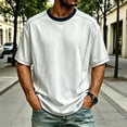 thumbnail image 2 of Men's Solid Color Cotton T-Shirt Short Sleeve Crewneck Casual Tee Moisture Wicking Summer Tops Essential Outfits Fit for Him | JASKFLY,White S, 2 of 8