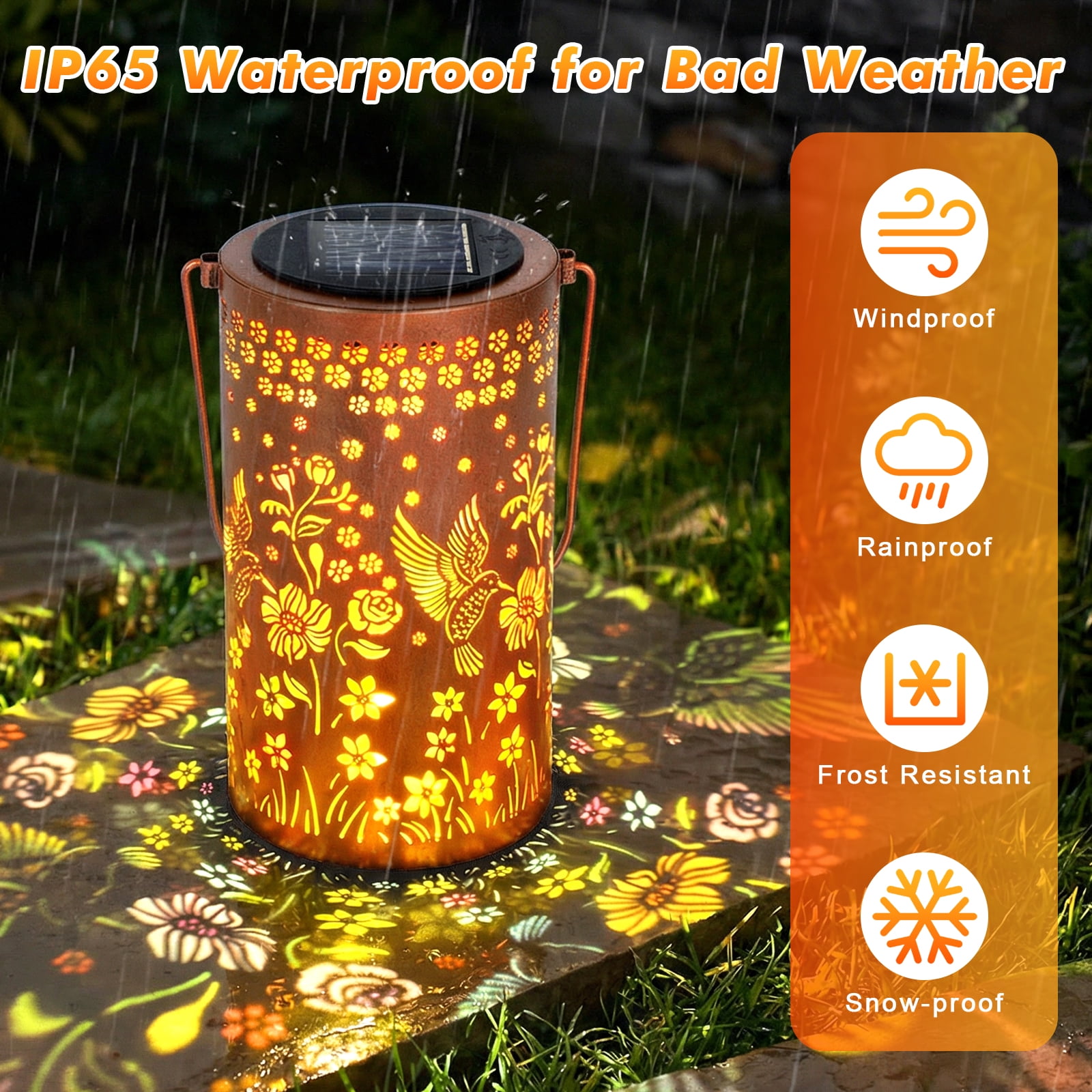 Fohil Hummingbird Garden Decor Solar Lanterns Outdoor Waterproof, Gifts for Women Mom Grandma, Hanging Solar Lights for Yard, Patio, Porch, Colorful image 4