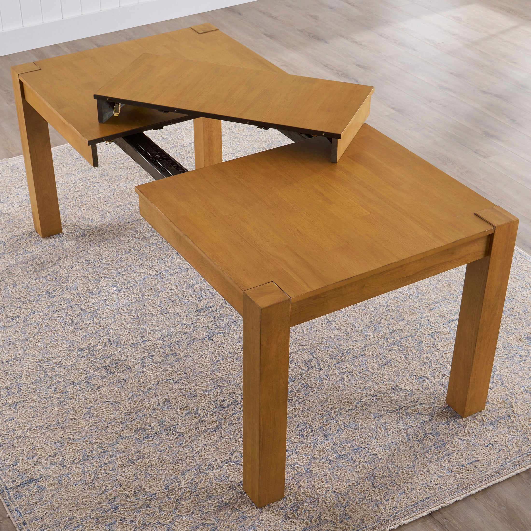 Better Homes & Gardens Bryant Solid Wood Extendable Dining Table, Light Honey Finish