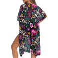 thumbnail image 5 of HELLHERO High Quality Fabrics Bikini Cover Up for Summer Comfort Free Size Long Kimono Swimsuit Cover Up Botanical Skull, 5 of 6
