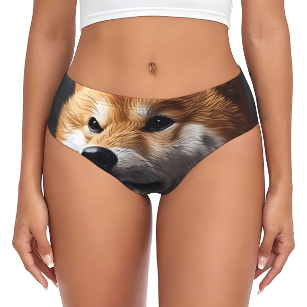 Balery Regal Shiba Inu Ropa Interior de Algodón para Mujer con Dibujo – Braguitas Cómodas y Elásticas, Estilo Clásico-4X-Large