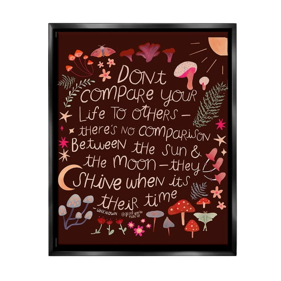 Stupell Industries Inspirational Nature Quote Inspirational Painting Black Floater Framed Canvas Art Print Wall Art, 17 x 21