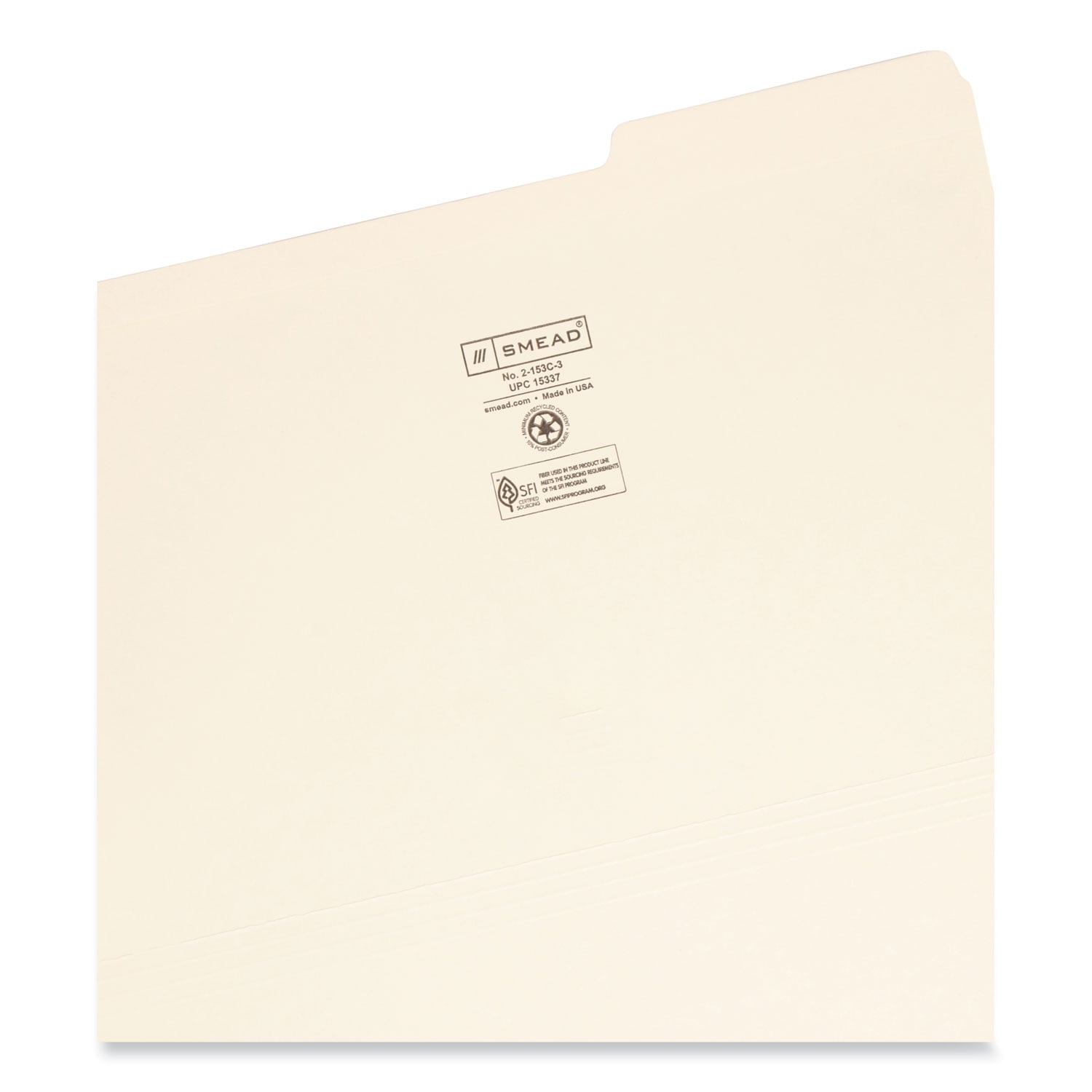 Smead 15337 File Folder, 1/3 Cut Third Position, Reinforced Top Tab, Legal, Manila, 100/Box