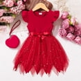 thumbnail image 2 of Robes Adolescentes Tutu Irrégulière en Maille Princesse Fête d'Anniversaire Robe Formelle pour Filles Rouge 5-6 Ans, 2 of 3