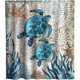thumbnail image 1 of Juego de cortinas de ducha de tela con temática de playa de tortuga verde de gasa, baño azul marino con ganchos y presillas, 72 x 72 pulgadas, cian, 1 of 4