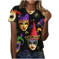 thumbnail image 2 of RKSTN Women's Oversized Mardi Gras T Shirts Crewneck Funny Carnival Graphic Printed Short Sleeve Shirts Tops Womens Casual Summer Plus Size Round Neck Loose Fits Comfy Holiday Tee Shirts, 2 of 5