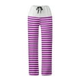 thumbnail image 5 of ATOYSOY Women's Casual Workout Palazzo Pants Activewear Wide Leg Pants Regular Comfy Retro Trousers High Waist Trendy Pants Striped Bandage Sweatpants Purple S, 5 of 5