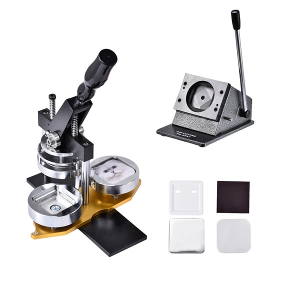 Complete 2x2 Inch Magnet Crafting Kit, Includes Press, Cutter, and 100 Materials for DIY Photo Magnets and Decorative Badges