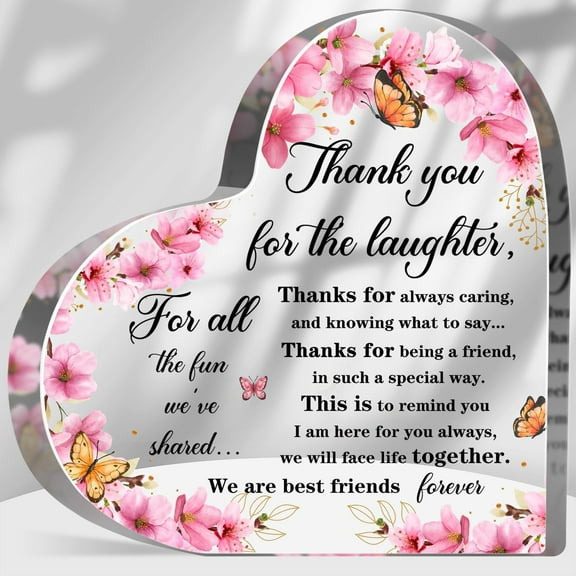 Friendship Thank You Gifts for Women Best Friends Forever Plaque for Her Bestie Birthday Gifts Acrylic Heart Decoration for Home Best Friend Forever Plaque Gifts for Bestie