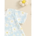 thumbnail image 4 of Suealasg Toddler Girls Clothes 6M 1T 2T 3T 4T Short Sleeve Daisy Print T-Shirt Tops + Elastic Waist Shorts Set 2Pcs Causal Summer Outfits for Baby Girls, 4 of 7