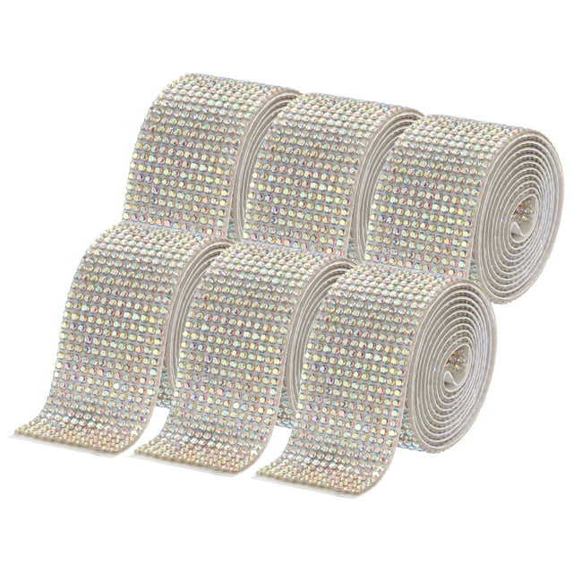 Uxcell 6 Rollos de Cinta de Rhinestone Autoadhesiva para Manualidades DIY, Cristal Colorido