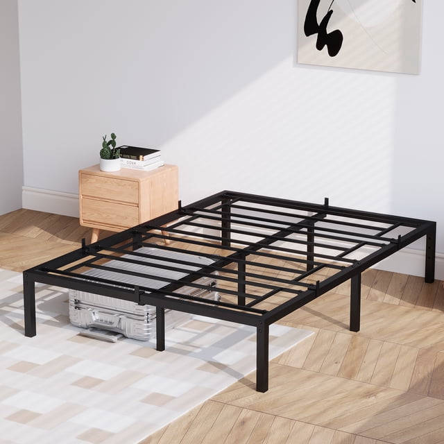 14 Inch Metal Bed Frame Full Size, Platform Bed Frame No Box Spring Needed, with Metal Slat Support & Under Bed Storage, Easy Assembly, Black