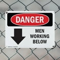thumbnail image 5 of (2 Pack) Men Working Below OSHA Danger Sign 24 Inch X 18 Inch Indoor / Outdoor Rust-Free Aluminum Metal Signs for Workplace, Workshop, and Construction Site, Made in the USA, 5 of 8